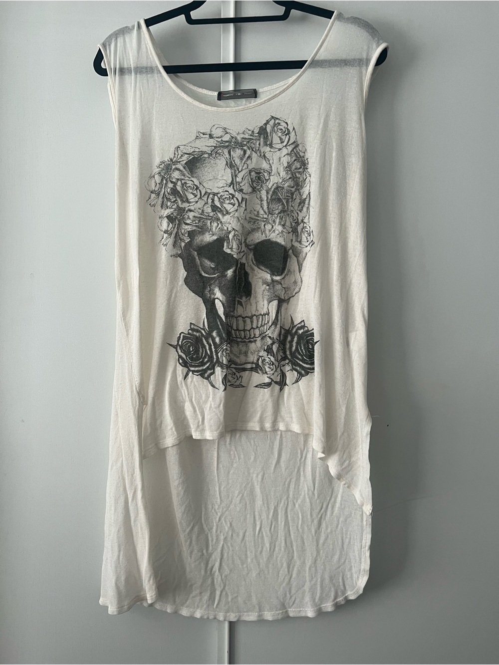 happening in the present White Skull Rose Hi-Low Tank